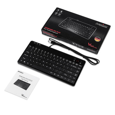 Perixx PERIBOARD-505H PLUS DE, Mini USB-Tastatur, Trackball, Hub, schwarz (Produktbild 3)