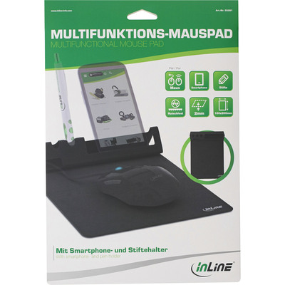 InLine® Multifunktions-Mauspad mit Handy und Stifthalter, schwarz, faltbar (Produktbild 6)