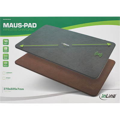 InLine® Maus-Pad, Wireless Charging, 370x225x7mm, schwarz (Produktbild 6)