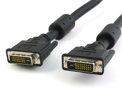 DVI-D Dual-Link Anschlusskabel Stecker/Stecker mit Ferrit Schwarz 2m, ICOC-DVI-8100F (Produktbild 1)