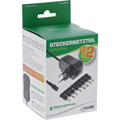 InLine® Universal Steckernetzteil 12W, 110-240V auf 3-12V, max. 1200mA (Produktbild 6)