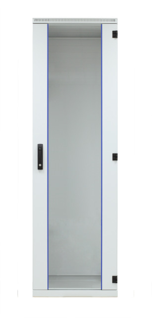 Tür für Standardschrank 42HE, B=600, Glas, 1-teilig, RAL7035, 3-Punkt, 1023-S426G1.GR (Produktbild 1)