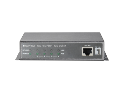 1-Port Gigabit Ethernet + -- 4-Port PoE Desktop PSE Switch, GEP-0520 (Produktbild 1)