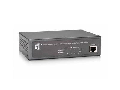 5-Port Fast Ethernet PoE+ Switch, 4x FE -- PoE+, + 1x FE (90W), FEP-0511W90 (Produktbild 1)