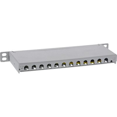 InLine® 10 Patchfeld Cat.6A 0,5HE 12-fach, lichtgrau, RAL7035, mit Staubschutz (Produktbild 2)