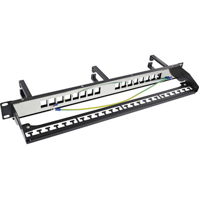 InLine® Patchfeld 16-fach, Keystone Leerblech mit 3 Bügeln, 19, 1HE, schwarz (Produktbild 2)