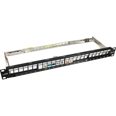 InLine® Patchfeld 24-fach, Keystone Snap-In Leerblech Patchpanel, 48,26cm (19), 1HE, lichtgrau RAL7035 (Produktbild 2)