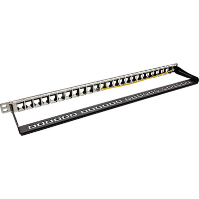 InLine® Patchfeld Cat.6A 24-fach, RJ45 Keystone Leerblech Patchpanel, 48,26cm (19), 0,5HE, schwarz (Produktbild 2)