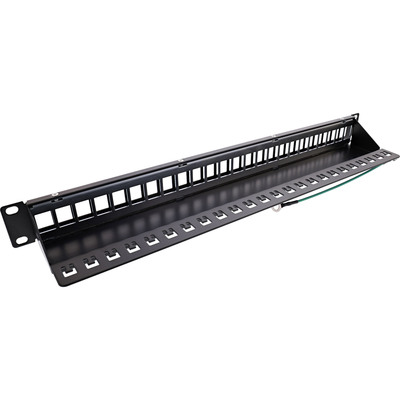 InLine® Patchfeld 24-fach, Keystone Snap-In Leerblech Patchpanel, 48,26cm (19), 1HE, schwarz (Produktbild 2)