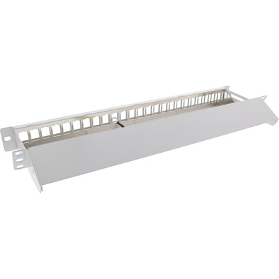 InLine® Patchfeld 24-fach, Keystone Leerblech Patchpanel mit Auszug, 19, 1HE, lichtgrau RAL7035 (Produktbild 3)