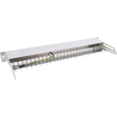 InLine® Patchfeld 24-fach, Keystone Leerblech Patchpanel mit Auszug, 19, 1HE, lichtgrau RAL7035  (Produktbild 5)