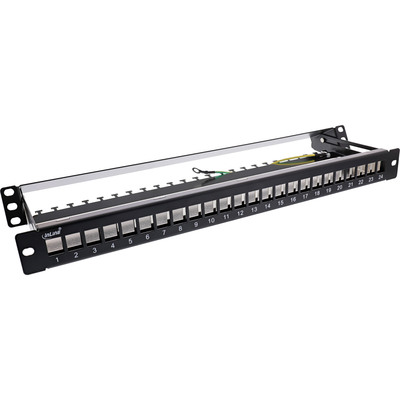 InLine® Patchfeld 24-fach, Keystone Leerblech Patchpanel mit Auszug, 19, 1HE (Produktbild 2)