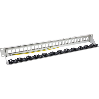 InLine® Patchfeld 24-fach, Keystone Leerblech Patchpanel, 19, 1HE, lichtgrau RAL7035 (Produktbild 2)