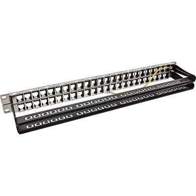 InLine® Patchfeld 48-fach, Leerblech Patchpanel für RJ45 Keystone, 48,26cm (19), 1HE, schwarz (Produktbild 2)