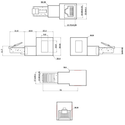 InLine® Patchkabel-Adapter Cat.6A, RJ45 Stecker / Buchse, 90° nach oben gewinkelt (Produktbild 3)