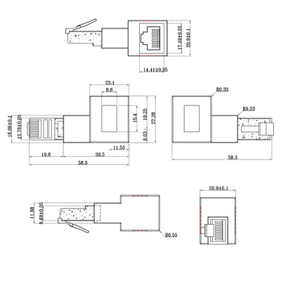 InLine® Patchkabel-Adapter Cat.6A, RJ45 Stecker / Buchse, 90° nach rechts gewinkelt (Produktbild 3)