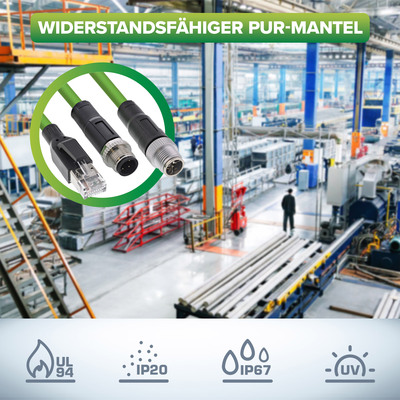 InLine® Industrie Netzwerkkabel, M12 8-pin X-kodiert St. zu RJ45 St., Cat.6A 15m (Produktbild 3)