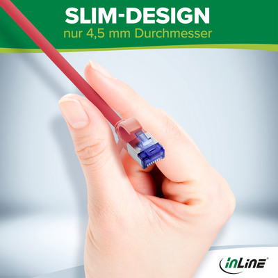 InLine® Patchkabel Slim, Cat.6A, S/FTP, TPE (LSZH), PoE, schwarz, 1m  (Produktbild 5)