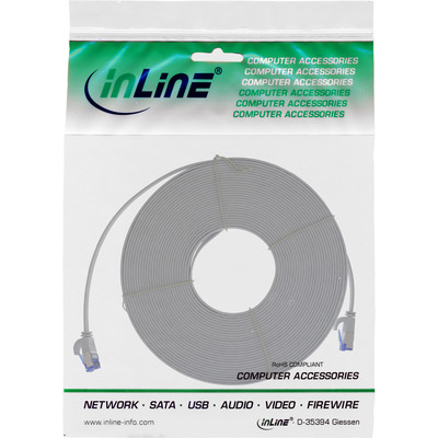 InLine® Patchkabel flach, U/FTP, Cat.6A, TPE halogenfrei, grau, 10m (Produktbild 3)