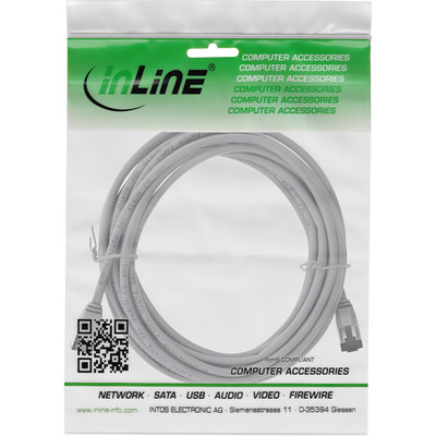 InLine® Patchkabel slim, U/FTP, Cat.8.1, TPE halogenfrei, grau, 3m (Produktbild 2)