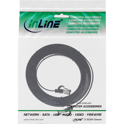 InLine® Patchkabel flach, U/FTP, Cat.8.1, TPE halogenfrei, schwarz, 1m (Produktbild 3)