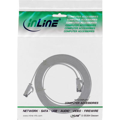 InLine® Patchkabel flach, U/FTP, Cat.8.1, TPE halogenfrei, grau, 1,5m (Produktbild 3)