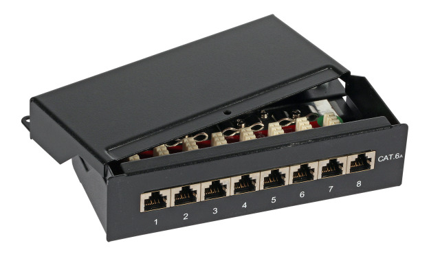 Mini-Patchpanel 8xRJ45 Cat.6A RAL7035 grau, 37652.3 (Produktbild 1)
