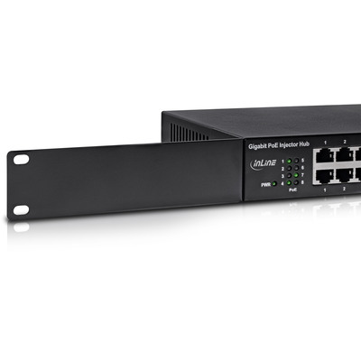 InLine® PoE+ Gigabit Injektor Hub 8 Port (8x PoE+), 1Gb/s, 19 1HE, lüfterlos (Produktbild 2)