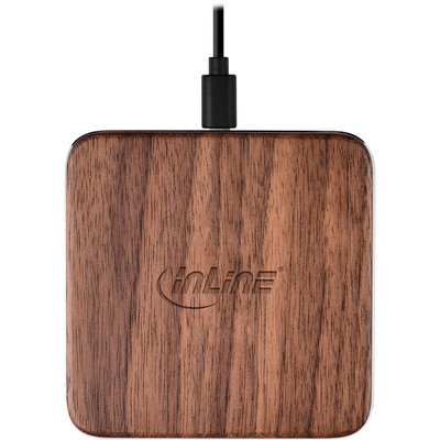 InLine® Qi woodcharge, wireless fast charger, Smartphone kabellos laden, 5/7,5/10W (Produktbild 2)