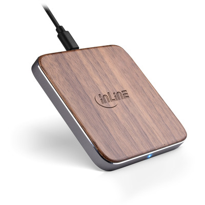 InLine® Qi woodcharge, wireless fast charger, Smartphone kabellos laden, 5/7,5/10W  (Produktbild 5)