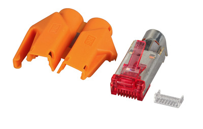 RJ45-Hirose Stecker STP, TM21 orange -- 100 Stück, 3 Elemente, Cat.6, H7641.10-100 (Produktbild 1)