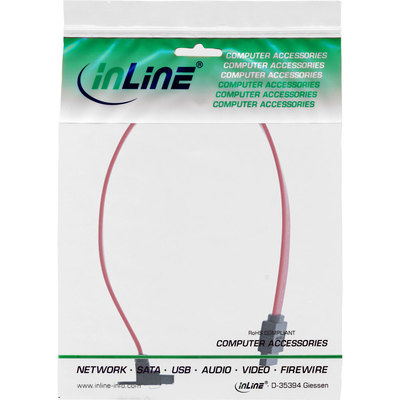 InLine® SATA 6Gb/s Kabel, mit Lasche, gewinkelt, 0,3m