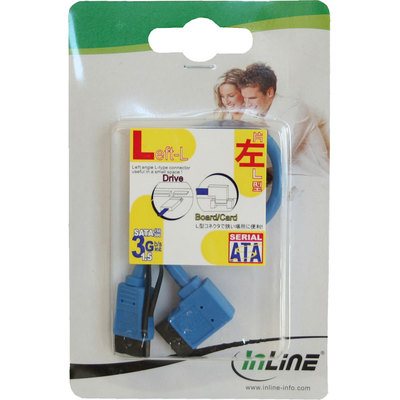 InLine® SATA 6Gb/s Anschlusskabel rund, abgewinkelt links, blau, mit Lasche, 0,5m (Produktbild 11)