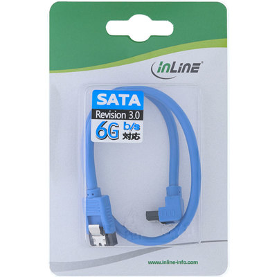 InLine SATA 6Gb/s Anschlusskabel rund, abgewinkelt, blau, mit Lasche, 0,3m (Produktbild 11)