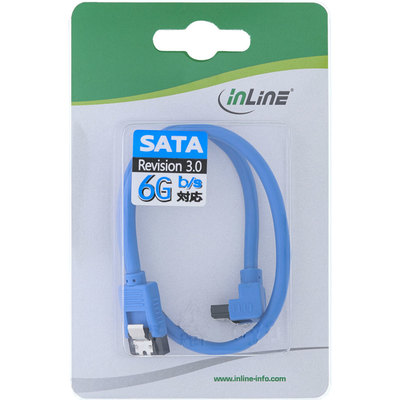 InLine® SATA 6Gb/s Anschlusskabel rund, abgewinkelt, blau, mit Lasche, 0,3m (Produktbild 11)