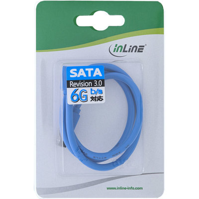 InLine® SATA 6Gb/s Anschlusskabel rund, abgewinkelt rechts, blau, mit Lasche, 0,5m (Produktbild 11)