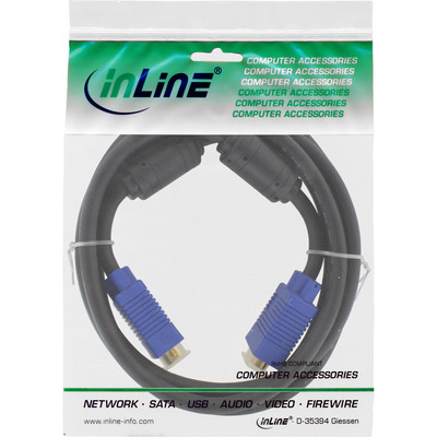 InLine® S-VGA Kabel Premium, 15pol HD Stecker / Stecker, schwarz, 0,5m