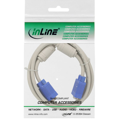 InLine® S-VGA Kabel, 15pol HD Stecker / Stecker, beige, 1m (Produktbild 11)
