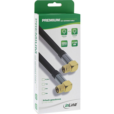 InLine® Premium SAT-Kabel, 4x geschirmt, 2x F-Stecker gewinkelt, >110dB, 1m (Produktbild 2)