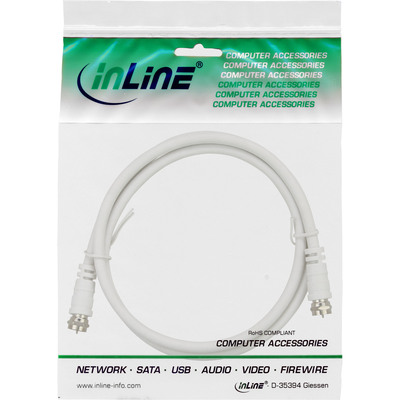 InLine® SAT-Anschlusskabel, 2x geschirmt, 2x F-Stecker, >75dB, weiß, 1m (Produktbild 2)