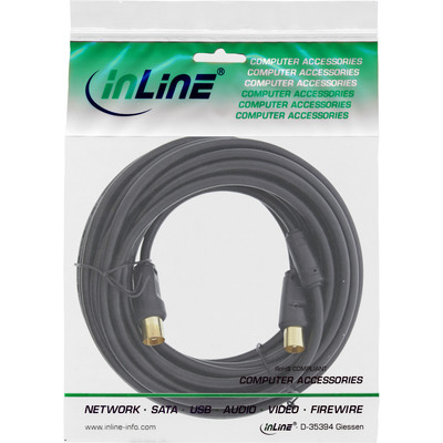 InLine® Antennenkabel Premium, 2x geschirmt, mit Filter, >85dB, schwarz, 7m (Produktbild 2)