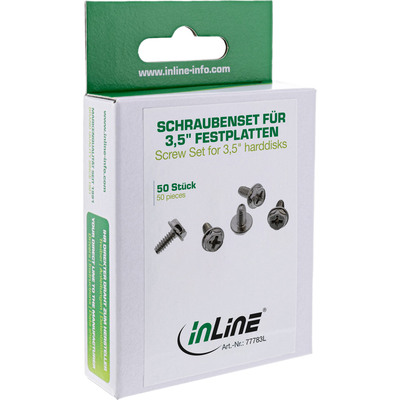 InLine® Schraubenset, für 3,5 Festplatten, lange Ausführung 8mm, 50-teilig (Produktbild 2)
