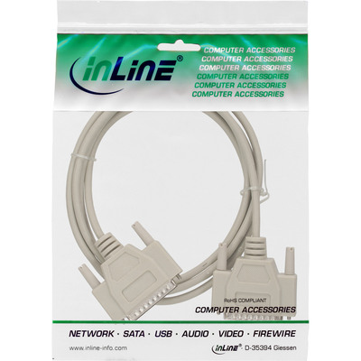 InLine® Serielles Kabel, 25pol Stecker / Stecker, vergossen, 1:1 belegt, 2m (Produktbild 2)