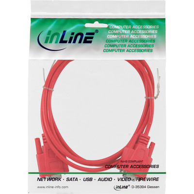 InLine® Nullmodemkabel, 9pol Buchse / Buchse, vergossen, rot, 3m (Produktbild 2)