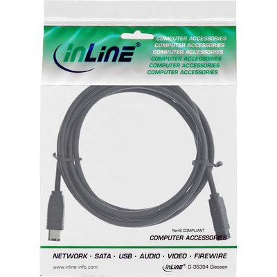 InLine® FireWire Kabel, IEEE1394 6pol Stecker zu 9pol Stecker, schwarz, 1,8m (Produktbild 2)