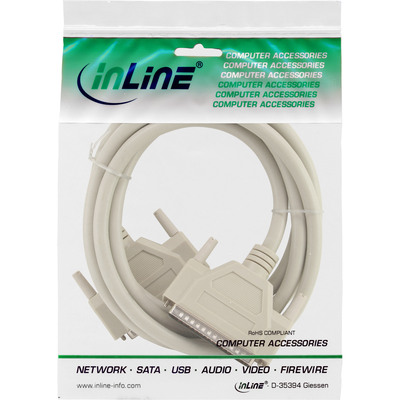 InLine® Serielles Kabel, 37pol Stecker / Stecker, vergossen, 1:1 belegt, 1m (Produktbild 2)