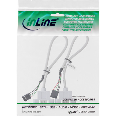 InLine® Slotblech USB 2.0, 2x USB Buchse auf 2x 5pol Pfostenverbinder, 0,3m (Produktbild 2)