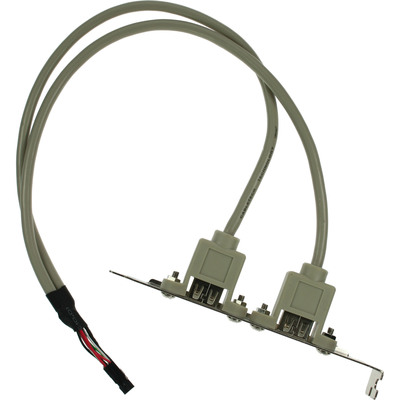 InLine® Slotblech USB 2.0, 2x USB Buchse auf 1x 10pol Pfostenverbinder, 0,35m (Produktbild 2)