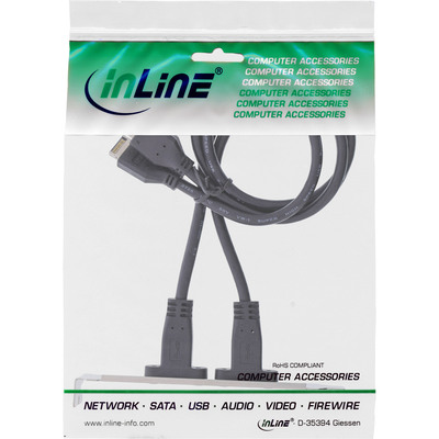 InLine® Slotblende 2x USB-C zu USB 3.2 Frontpanel Key-A intern, 0,5m (Produktbild 2)