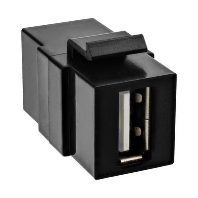 InLine® USB 2.0 Keystone Snap-In Einsatz, USB A Buchse/Buchse, schwarzes Gehäuse (Produktbild 2)